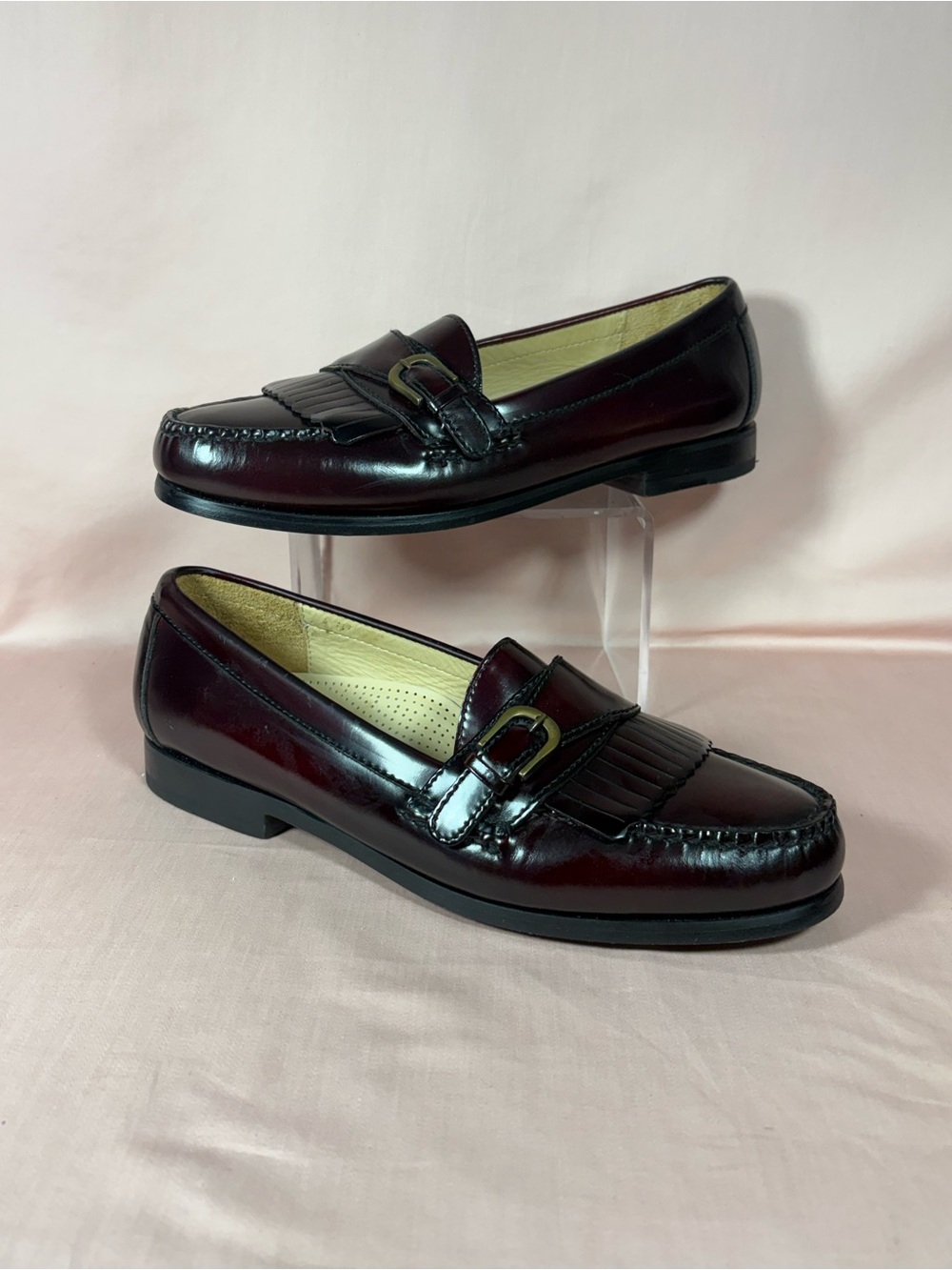 Cole Haan City 3516 Kiltie Monk Strap Slip On Burgundy Loafers Men's SZ 9.5 D